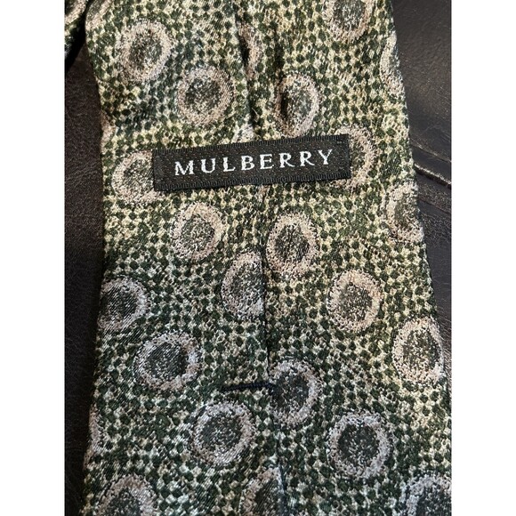 Mulberry 100% Silk Green Classic Tie - Picture 4 of 5